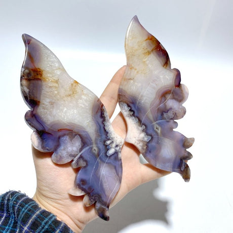 Beautiful Sakura Flower Agate Butterfly Wing Carving With Stand - Wholesale Crystals