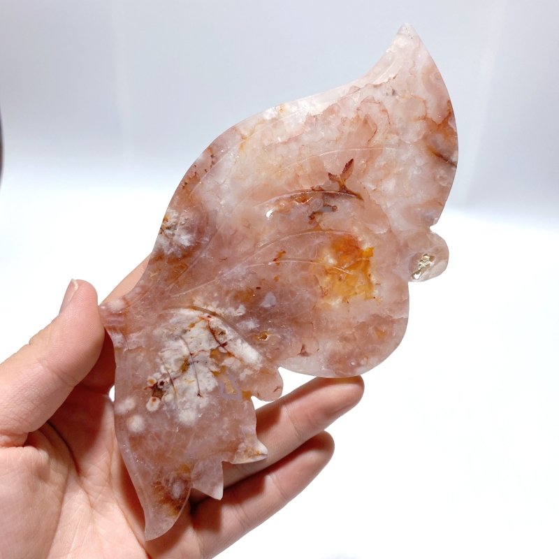 Beautiful Sakura Flower Agate Butterfly Wing Carving With Stand - Wholesale Crystals