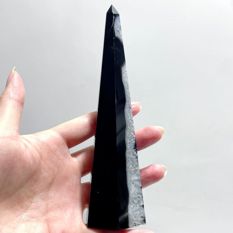 Black Agate Mixed Quartz Obelisk Point Tower Wholesale - Wholesale Crystals