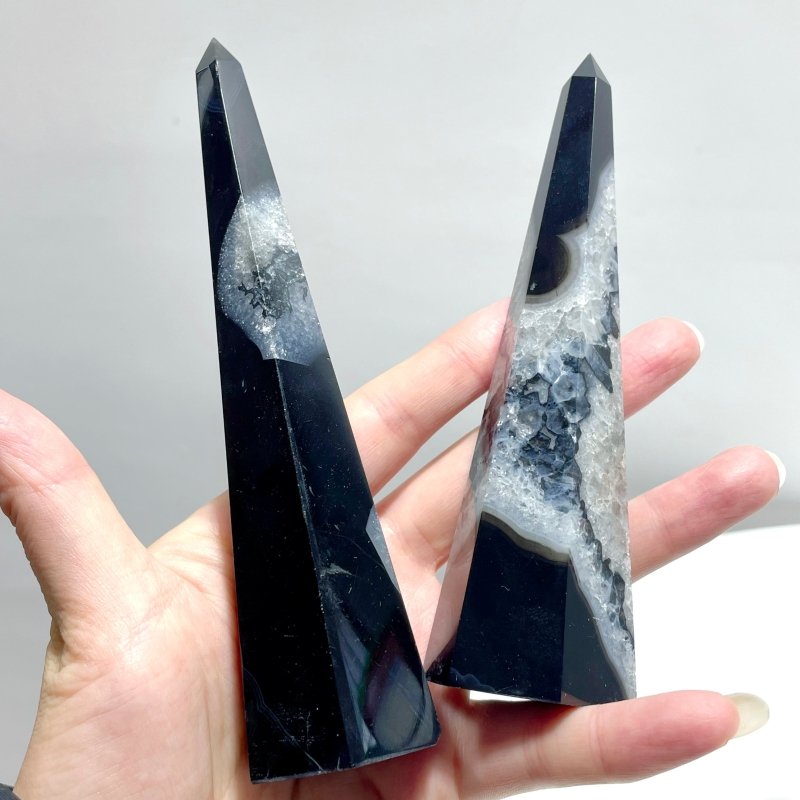 Black Agate Mixed Quartz Obelisk Point Tower Wholesale - Wholesale Crystals