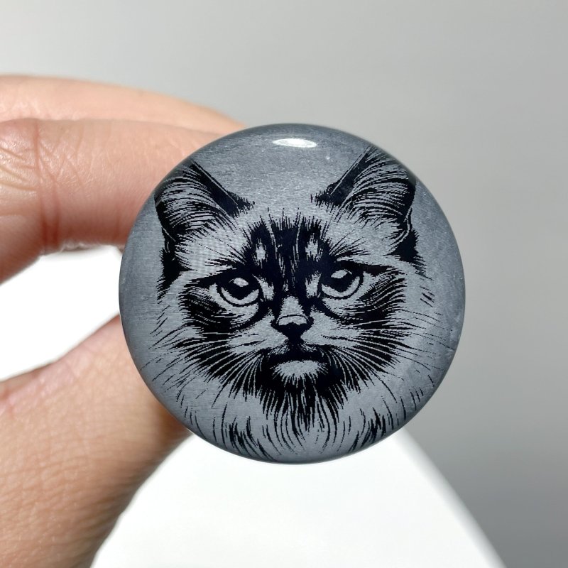 Black Obsidian Engraved Cat Car Air Vent Clips Wholesale Car Accessories - Wholesale Crystals