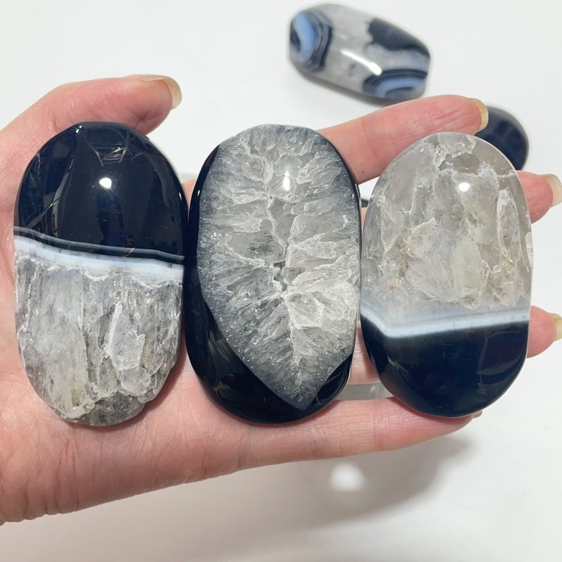 Black Stripe Agate Mixed Quartz Palm Wholesale Clearance -Wholesale Crystals