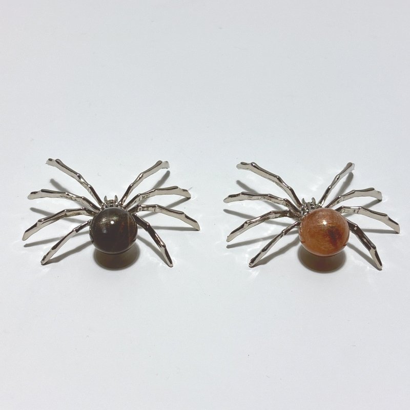 Black Sunstone Crystal Sphere Spider Ornament Handmade Alloy Spider Wholesale - Wholesale Crystals