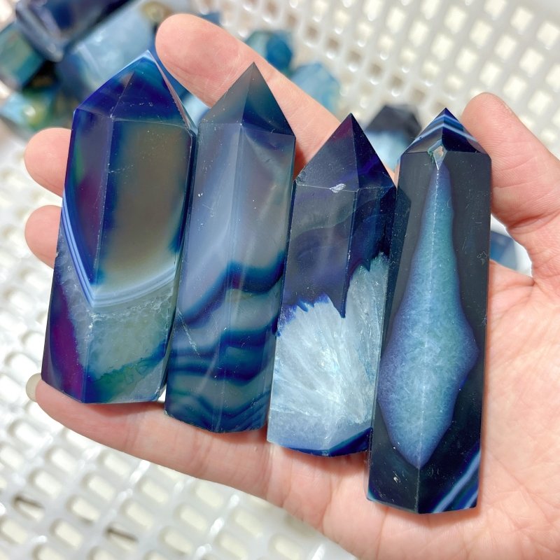 Blue Dyed Agate Tower Point Wholesale - Wholesale Crystals