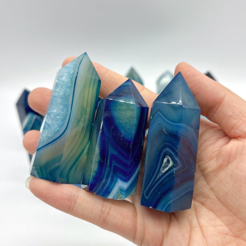 Blue Dyed Agate Tower Point Wholesale - Wholesale Crystals