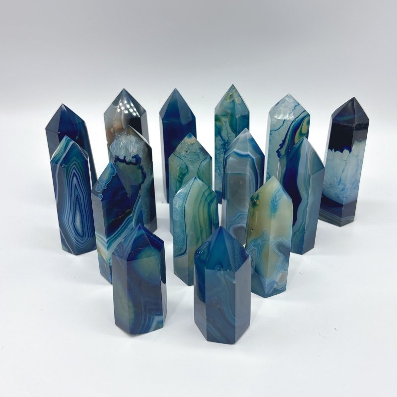 Blue Dyed Agate Tower Point Wholesale - Wholesale Crystals