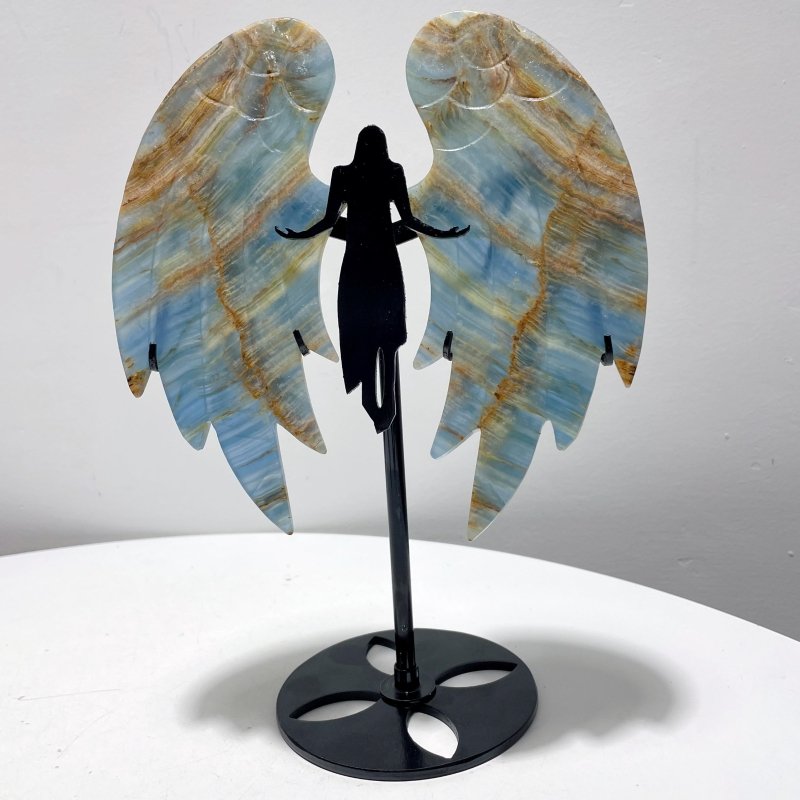 Blue Onyx Angel Wing Carving With Stand - Wholesale Crystals