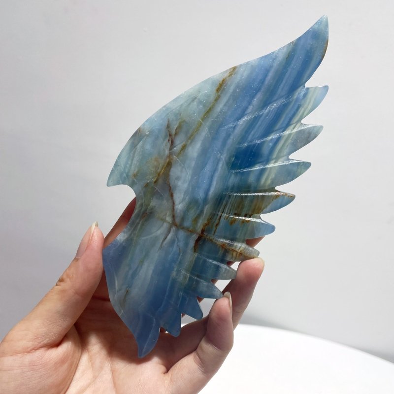 Blue Onyx Demon And Angel Wing Carving With Stand - Wholesale Crystals