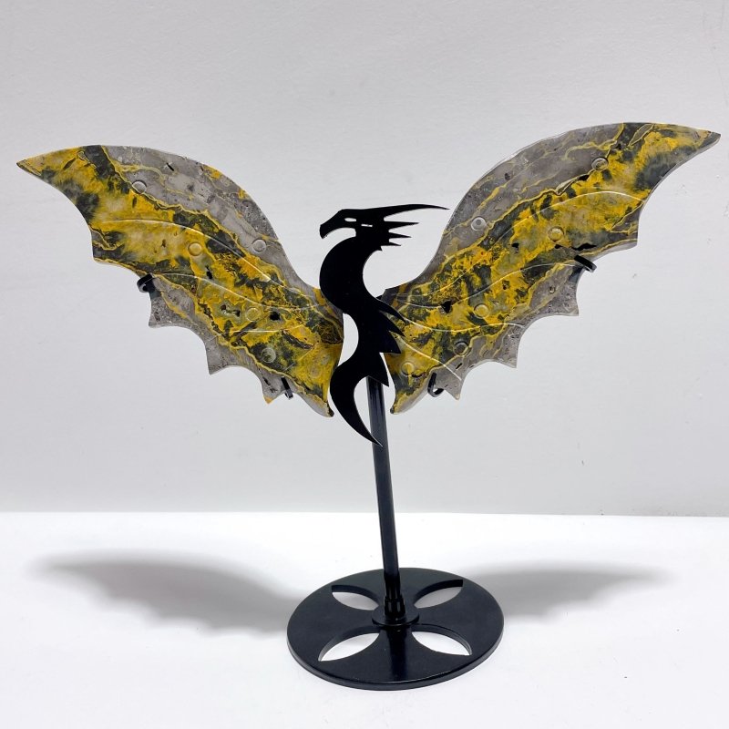 Bumble Bee Jasper Flying Dragon Wing With Stand - Wholesale Crystals