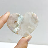 Green Sakura Flower Agate Heart Wing Carving With Stand