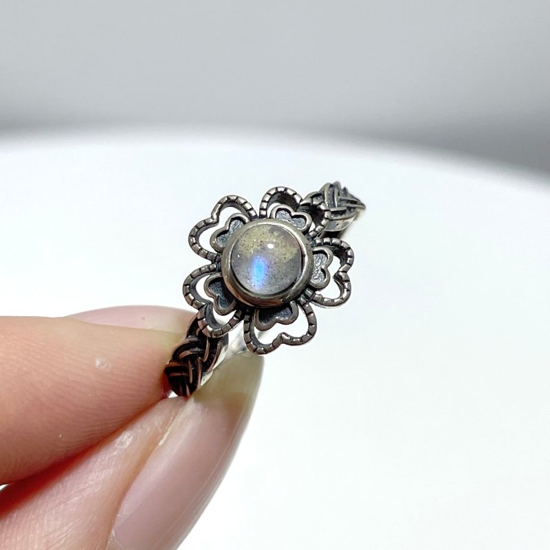 #C4 Silver Rings Flower Wholesale Moonstone Labradorite Opal Golden Rutile - Wholesale Crystals