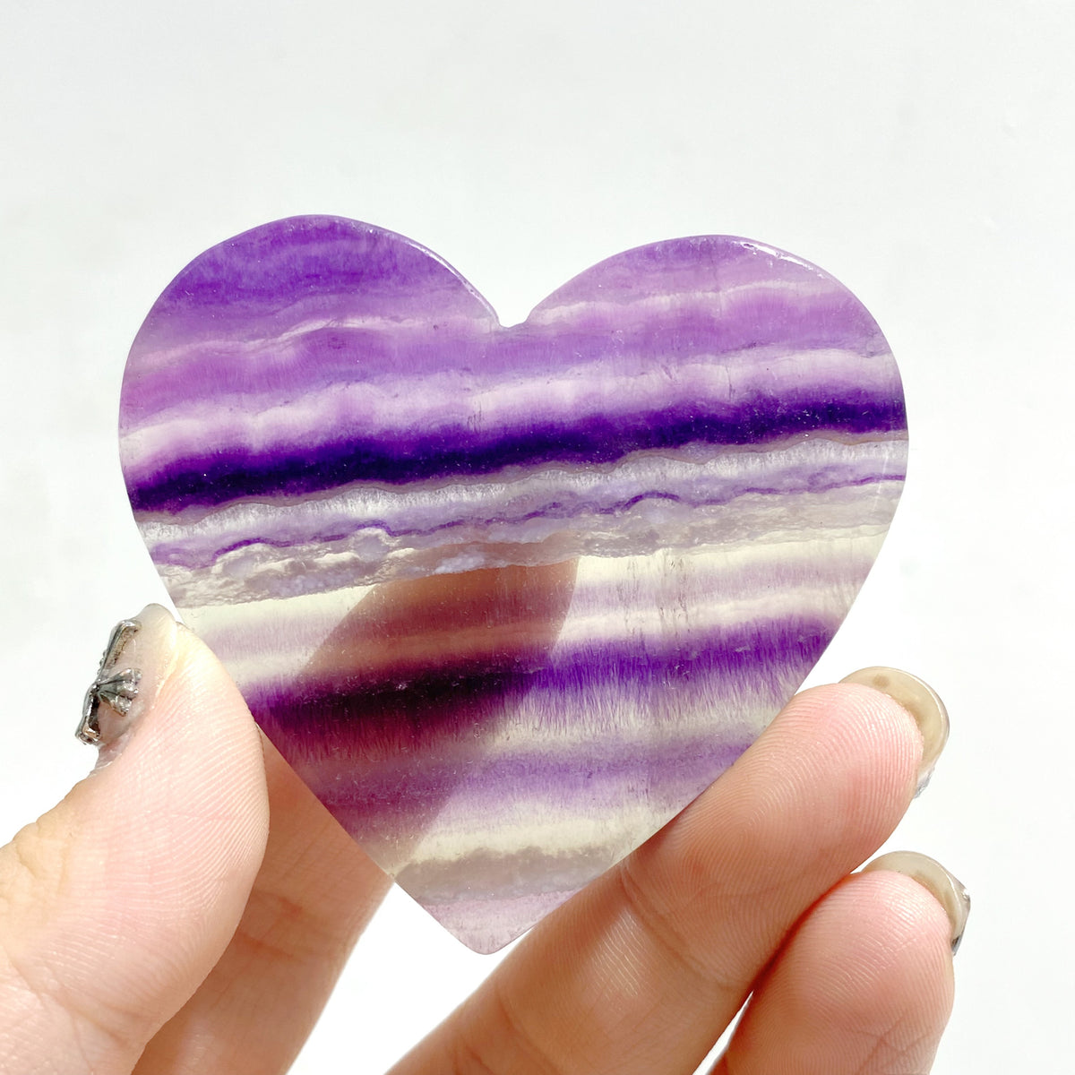 Symmetrical Fluorite Heart Wing Carving With Stand