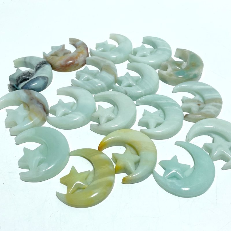 Caribbean Calcite Star Moon Carving Wholesale - Wholesale Crystals