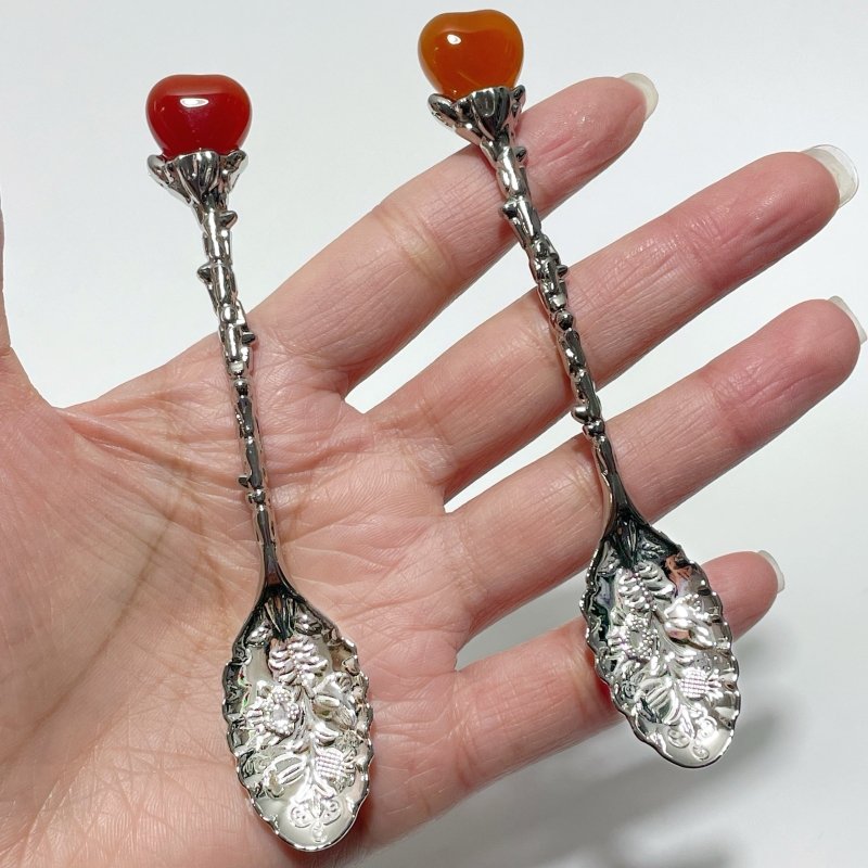 Carnelian Mini Heart Coffee Spoon Wholesale - Wholesale Crystals