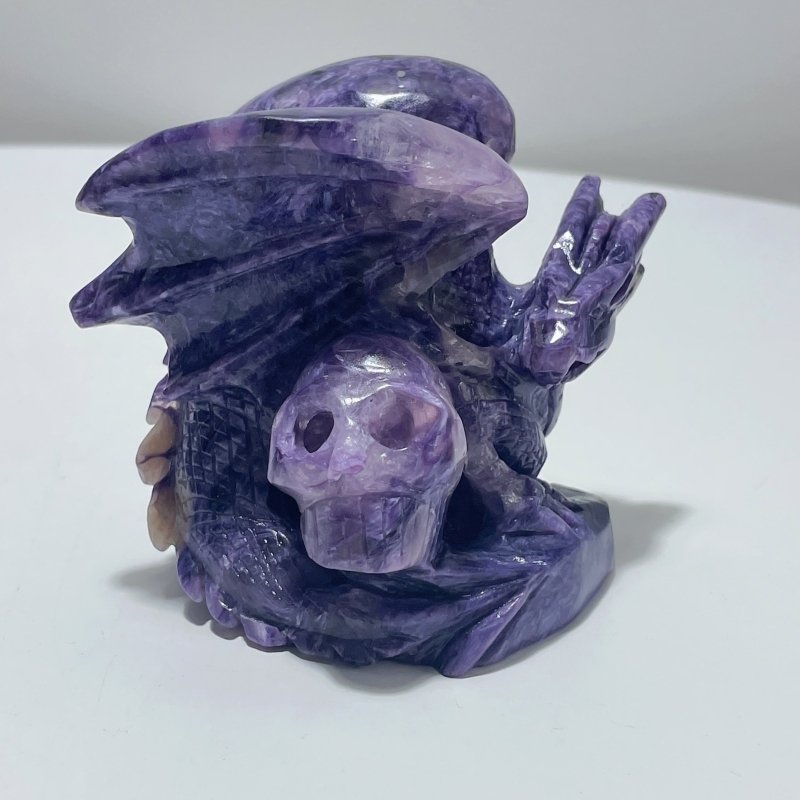 Charoite Flying Dragon Skull Carving #3 - Wholesale Crystals