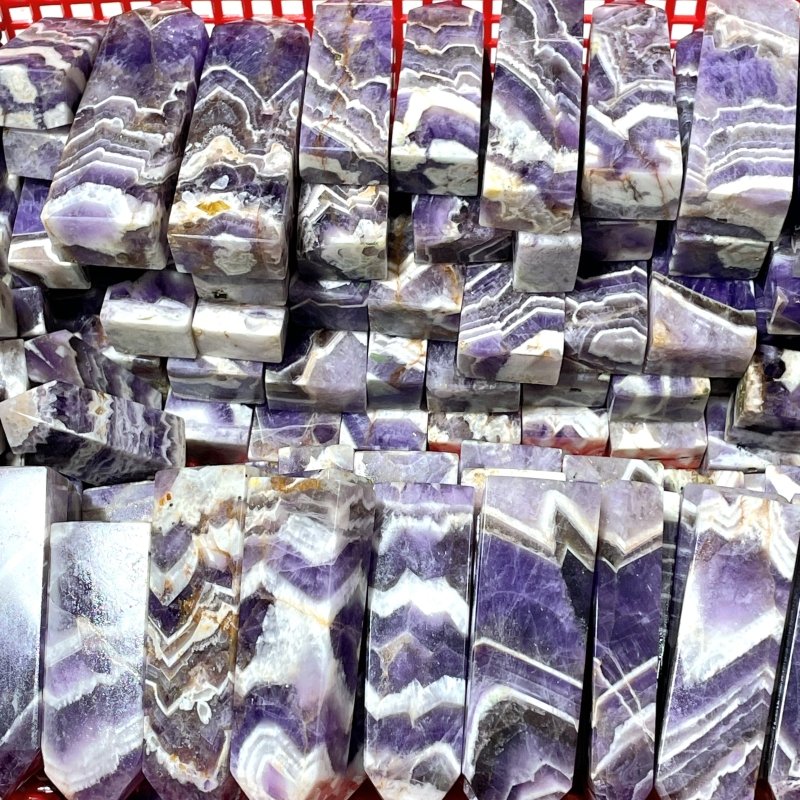 Chevron Amethyst Four - Sided Tower Point Wholesale - Wholesale Crystals
