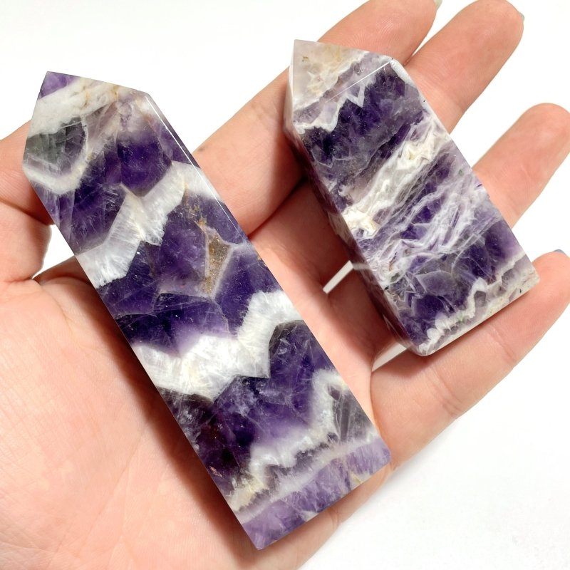 Chevron Amethyst Four - Sided Tower Point Wholesale - Wholesale Crystals