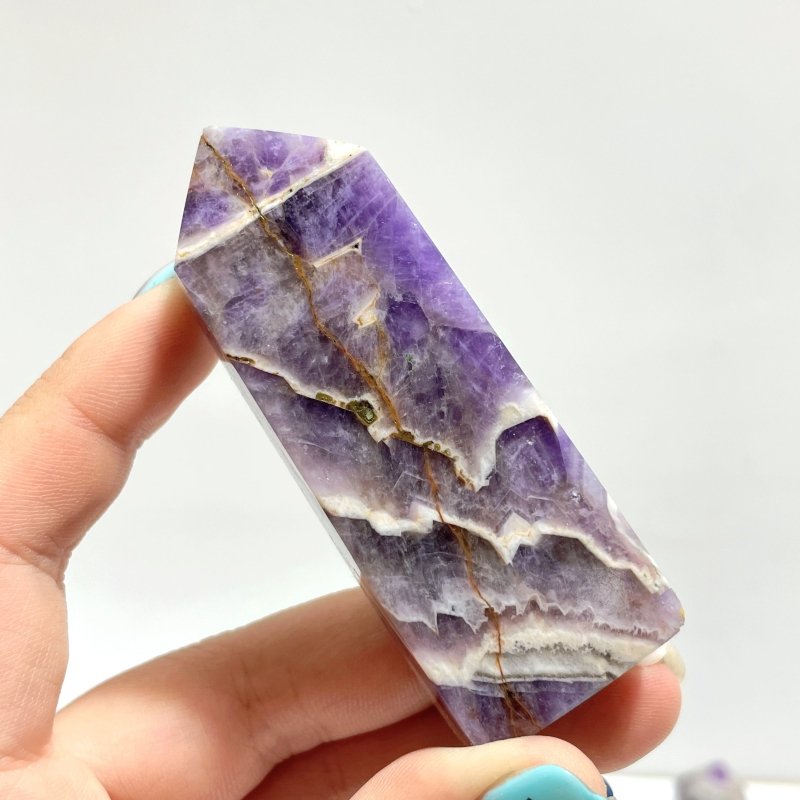 Chevron Amethyst Four - Sided Tower Point Wholesale - Wholesale Crystals