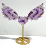 Chevron Amethyst Heart Wing Carving With Stand -Wholesale Crystals