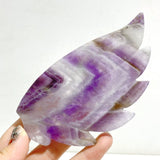 Chevron Amethyst Heart Wing Carving With Stand -Wholesale Crystals