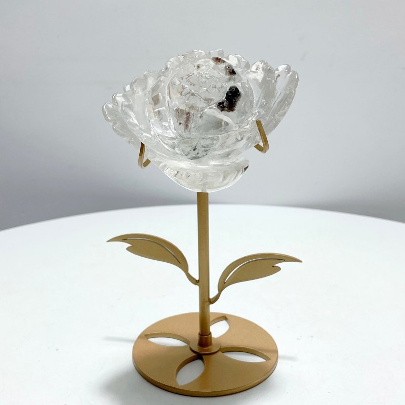 Clear Quartz Flower Carving With Stand - Wholesale Crystals