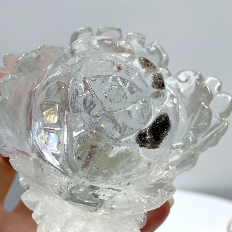 Clear Quartz Flower Carving With Stand - Wholesale Crystals