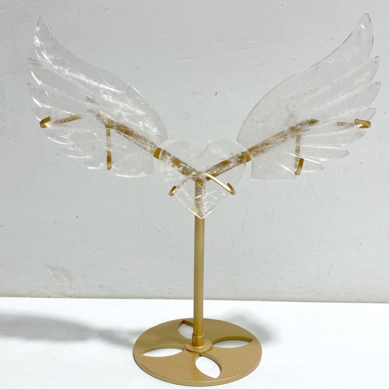 Clear Quartz Heart Wing Carving With Stand -Wholesale Crystals