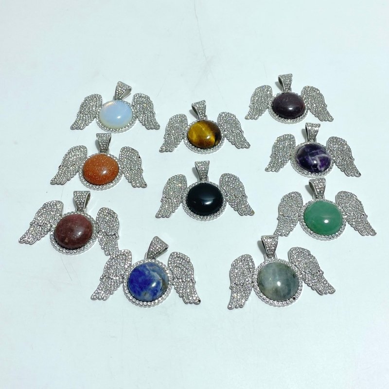 Clearance(defect) - 10 Types Wing Pendants Wholesale Amethyst Chevron Green Aventurine Tiger Eye - Wholesale Crystals
