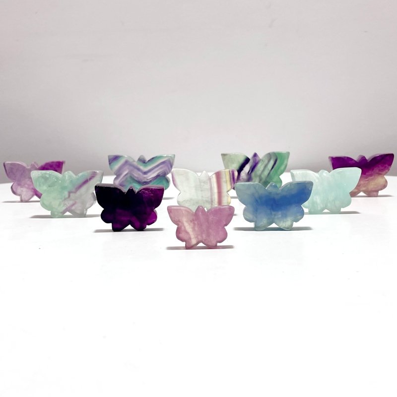 Colorful Fluorite Butterfly Carving Wholesale - Wholesale Crystals