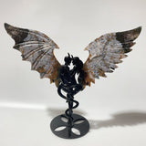 Colorful Moss Agate Demon and Angel Wing Carving With Stand - Wholesale Crystals