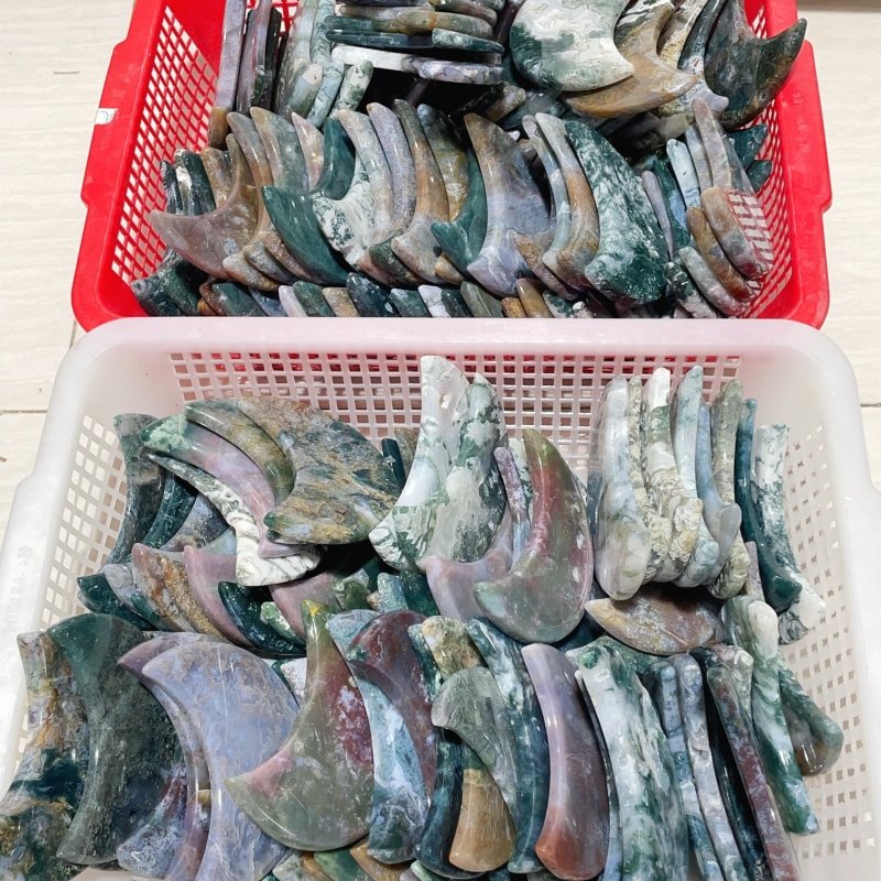 Colorful Moss Agate Moon Carving Wholesale -Wholesale Crystals