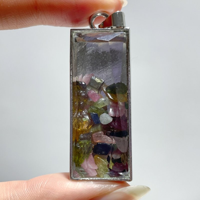 Colorful Tourmaline Gravel Chips Car Pendant Wholesale - Wholesale Crystals