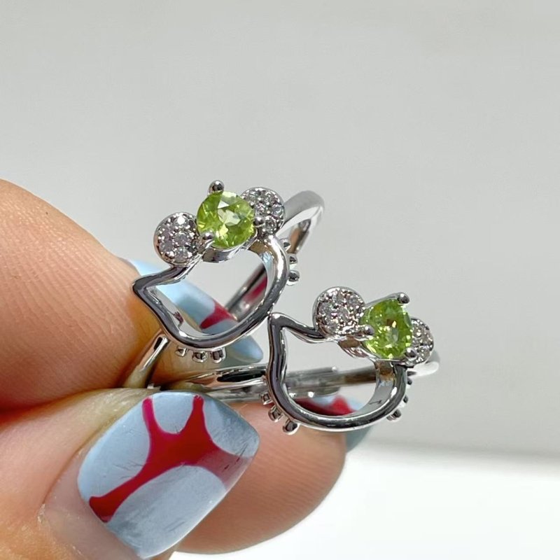 Cut Faceted Peridot Rings Hello Kitty Shape Wholesale - Wholesale Crystals