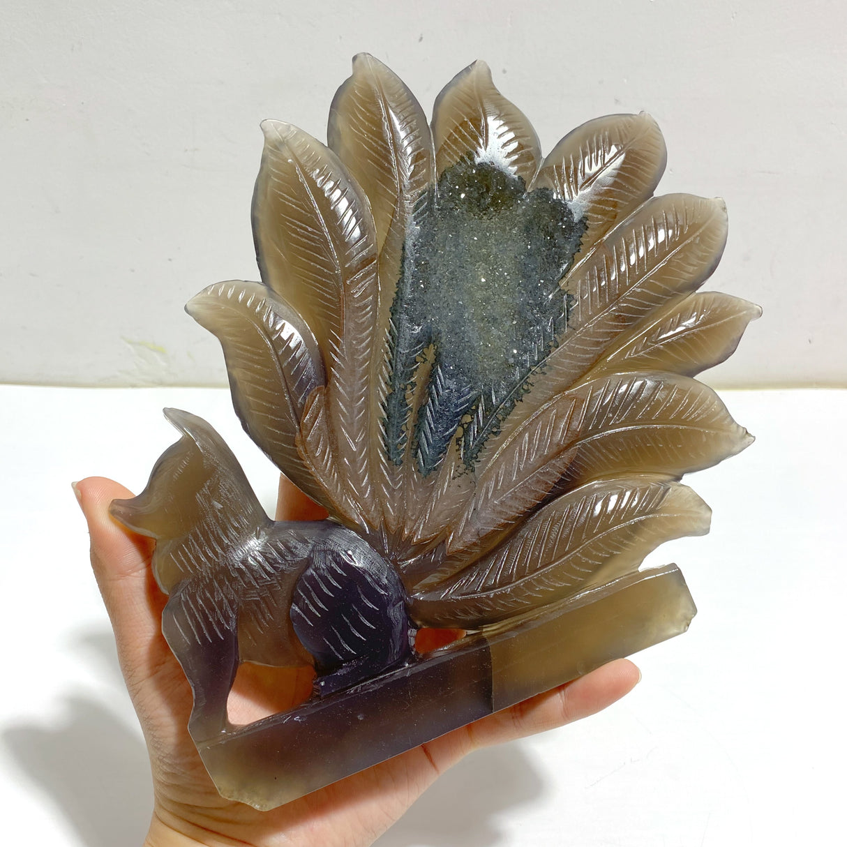 Geode Agate Druzy Nine-tailed Fox Carving #11