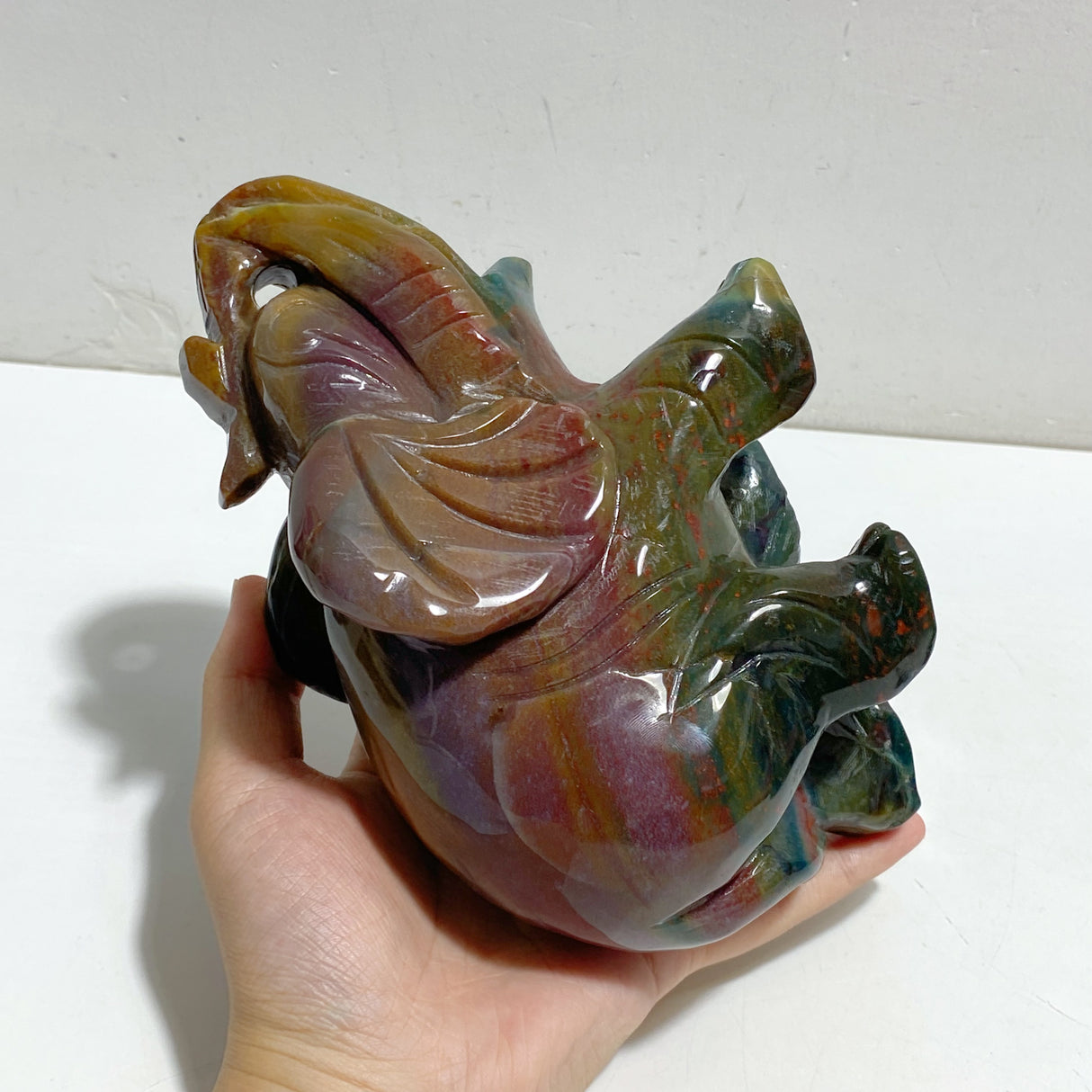2 Pieces Large Ocean Jasper Elephant Carving