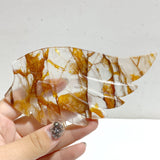 Red Fire Quartz Heart Wing Carving With Stand