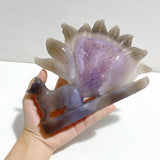 2 Pieces Geode Agate Druzy Nine-tailed Fox Carving #20