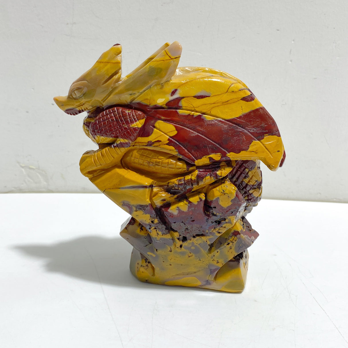 Unique Mookaite Flying Dragon Castle Carving #7