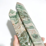 5 Pieces Tall Green Stripe Jasper Point #4