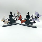 Mixed Materials Butterfly Wing Carving With Yoga Woman Stand Wholesale