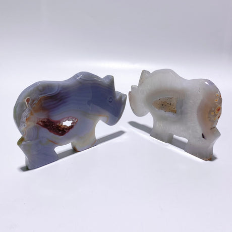 7 Pieces Geode Druzy Agate Rhino Carving