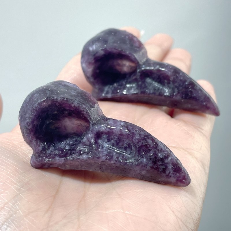 Dark Purple Lepidolite Crow Skull Carving Wholesale - Wholesale Crystals