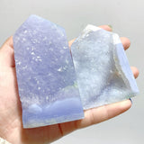 Druzy Blue Chalcedony Four - sided Tower Point Wholesale - Wholesale Crystals