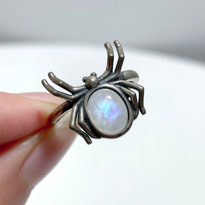 #E1 Silver Rings Spider Shape Wholesale Moonstone Labradorite Rutile - Wholesale Crystals