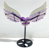Symmetrical Fluorite Heart Wing Carving With Stand