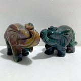 2 Pieces Large Ocean Jasper Elephant Carving