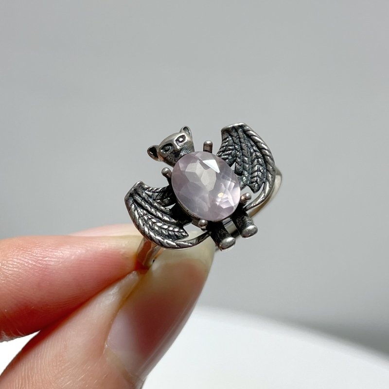 #E5 Silver Rings Bat Shape Wholesale Sunstone Garnet Moonstone Labradorite Rose Quartz - Wholesale Crystals