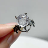 #E8 Silver Rings Devil Wings Shape Wholesale Malachite Strawberry Quartz Labradorite Clear Quartz - Wholesale Crystals