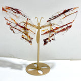 Fire Quartz Butterfly Wing Carving With Stand