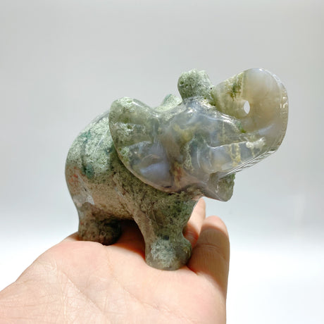 6 Pieces Moss Agate Elephant Carving